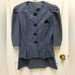 2 Piece Gray and Black Striped Skirt and Top Size 9